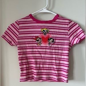 NWT Dolls Kill X The Powerpuff Girls Fight Like a Girl Baby Tee Pink Crop Top